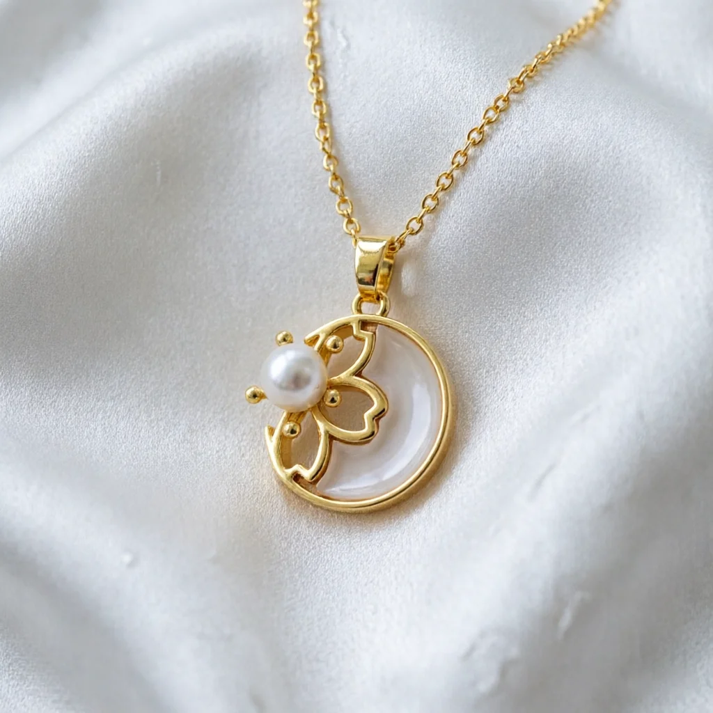 

JY ZuBo Elegant Shell Orchid Flower Pearl Pendant Necklace Sophisticated Women's Jewelry Birthday Valentine Anniversary Gift