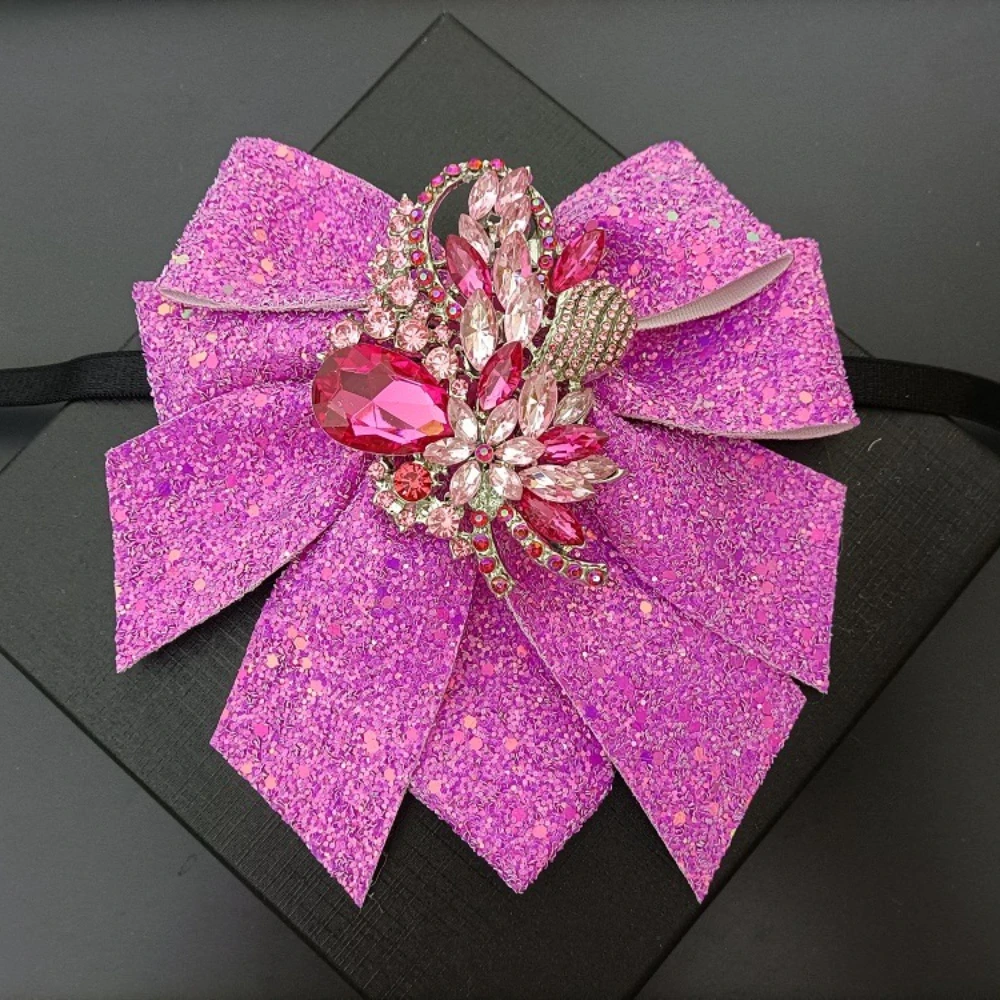 

Original Design Bow Tie British Korean Wedding Suit Shirt Collar Flower Luxury Pink Rhinestones Accessories Handmade Gifts Ties