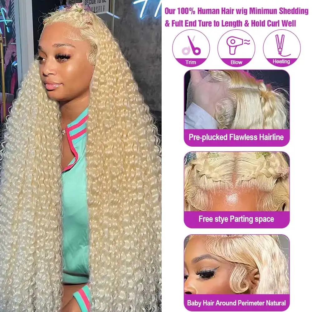 613 فضفاض موجة عميقة 13x6 HD الدانتيل الباروكات الأمامية شعر بشري مجعد 40 42 بوصة العسل شقراء موجة المياه الدانتيل الجبهة الباروكات للنساء 250%