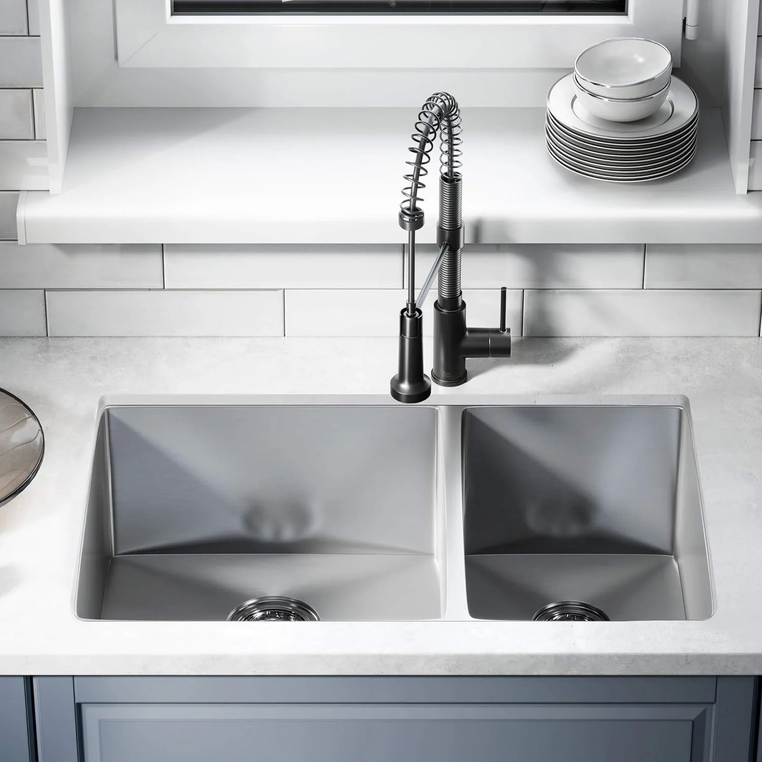 Undermount Double Bowl 16 Gauge 304 Stainless Steel Satin Finish Optional Accessories Kitchen Sink Stainless Steel Sink