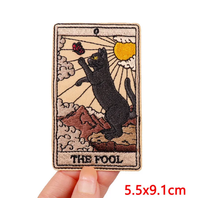 Cartoon/Tarot Embroidery Patch Iron On Patches For Clothing Thermoadhesive Patches On Clothes Cat Fusible Patch DIY Sew Stickers