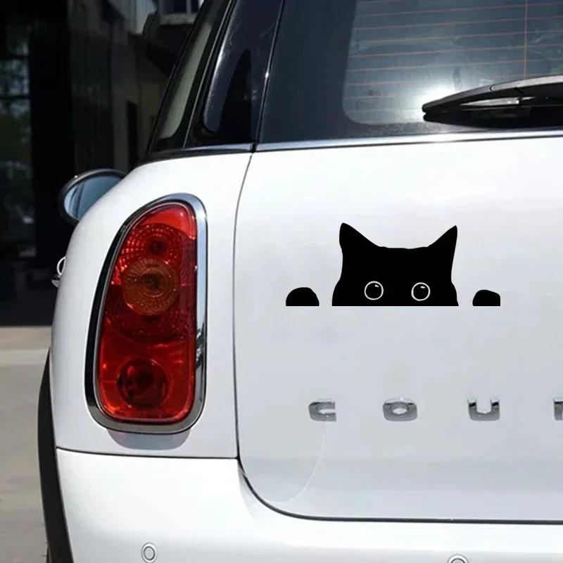 

Car self-adhesive sticker, interesting cat pattern, black and white, 24x9cm, window and bumper beauty, scratch coverage