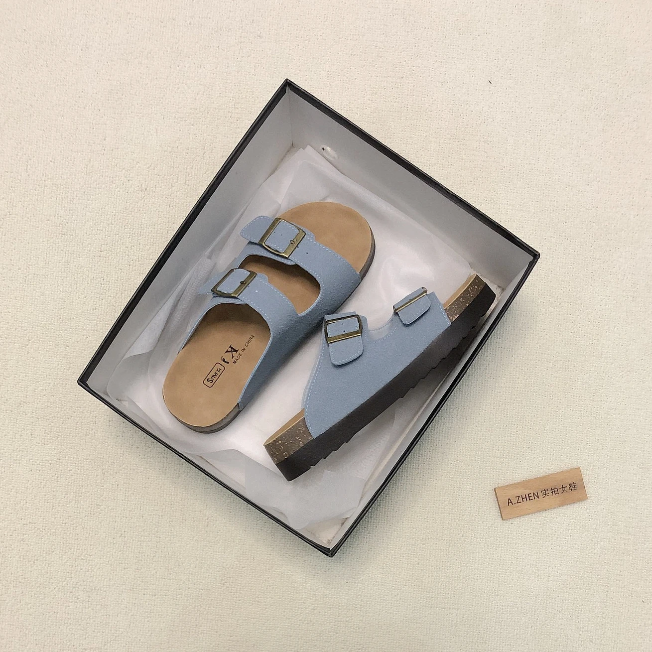 Fashion Women's Suede Mules Slippers Women Clogs Cork Insole Sandals With Arch Support Outdoor Beach Slides Home Shoes