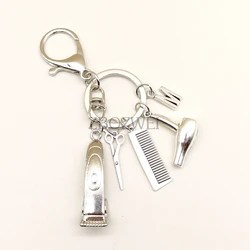 Hair Stylist Electric Push Hair Scissors Hair Dryer Letter Key Ring Hair Salon Barber Shop Personalized Keychain Jewelry Gift