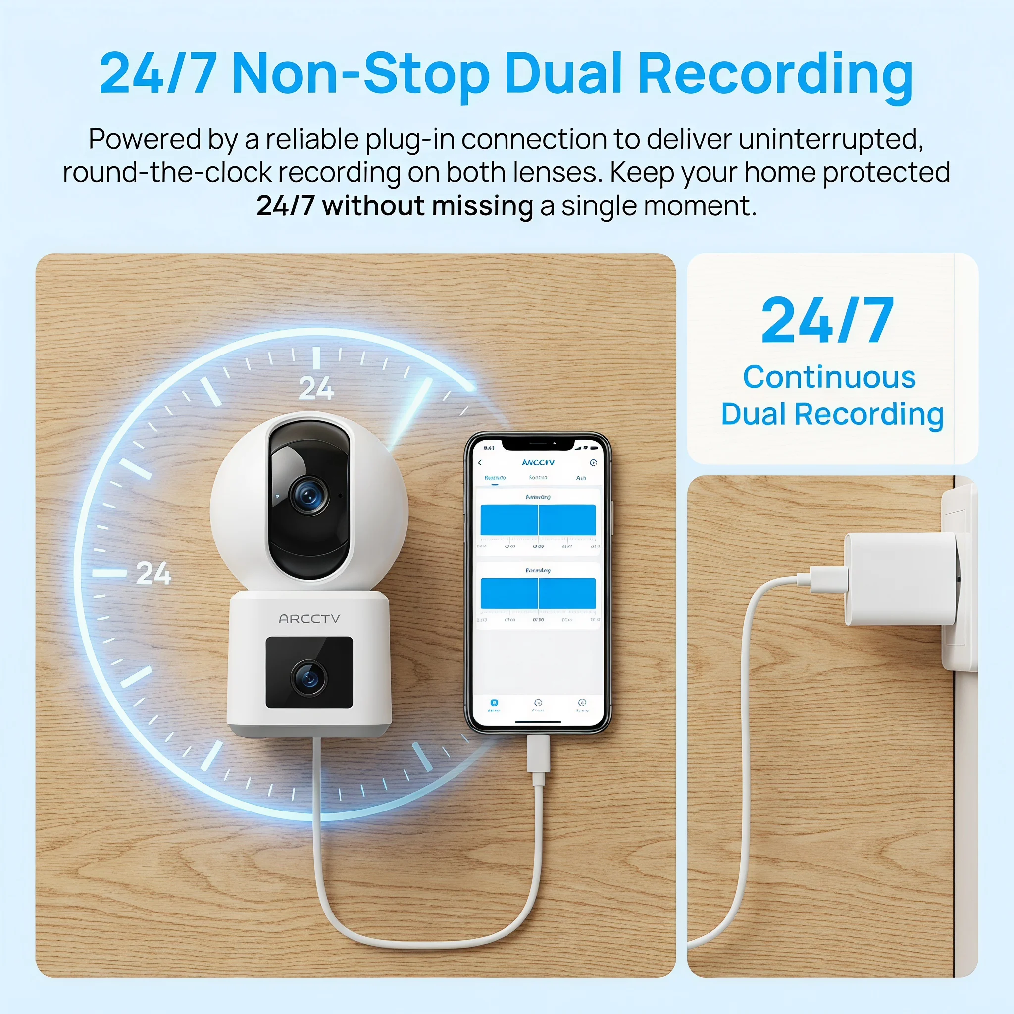 ARCCTV 4MP Dual-Objektiv WLAN-Überwachungskamera HD Zwei-Wege-Kommunikation IR-Nachtsicht Sicherheits-Drahtloskamera 360° ° Automatische Verfolgung anzeigen – Detail 1