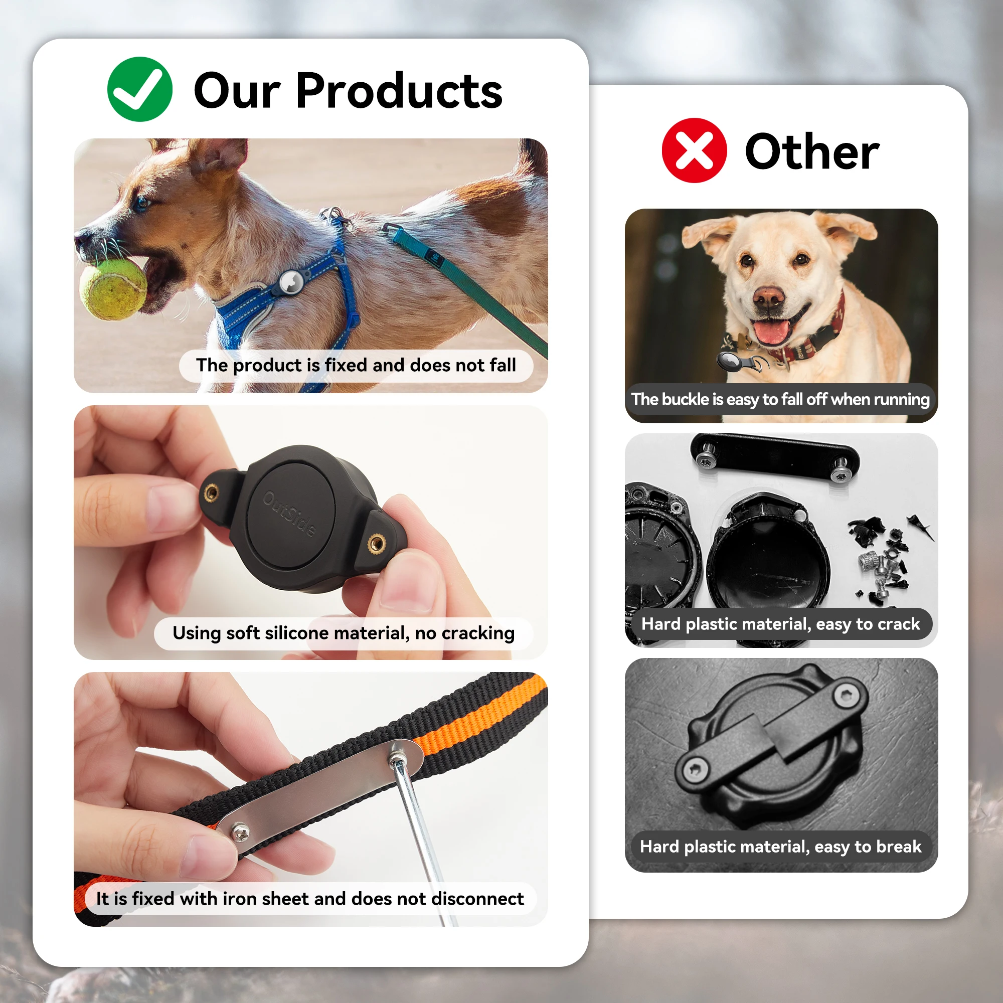 Waterproof Airtag Dog Collar Holder for Apple AirTags Case Cat Collar Case Anti-Lost Air Tag Case Holder GPS Tracker Accessories