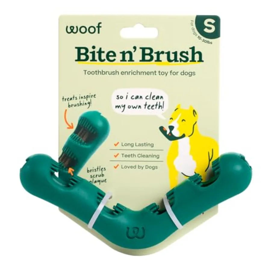 The Bite n' Brush - Dog Toothbrush Toy - Scrub Plaque and Tartar from Your Dog's Teeth and Mouth - Dog Dental Toy for Gentle Ch