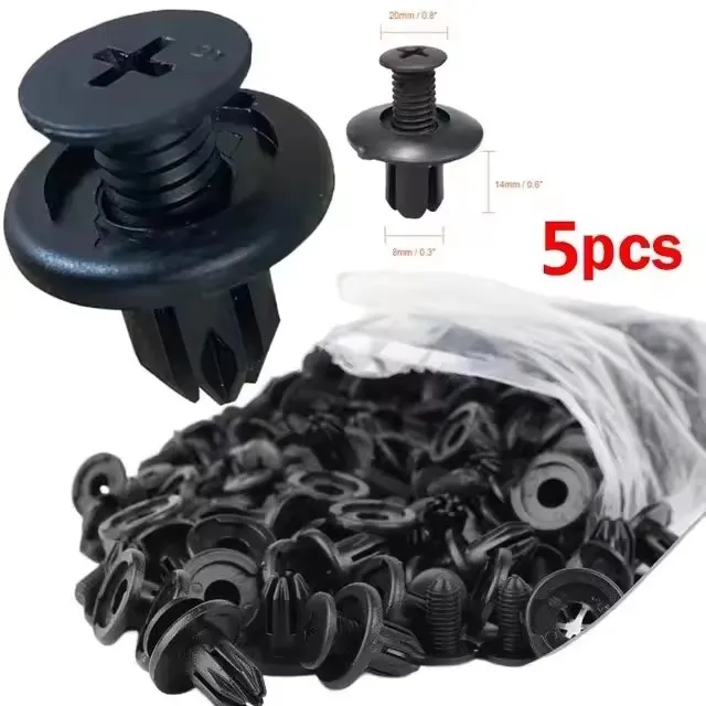 100/50 Stück 8mm Kunststoff-Befestigungsschrauben Universelle Auto-Stoßstangen-Kotflügel Schwarze Nieten Auto-Befestigungsclips Auto-Zubehör