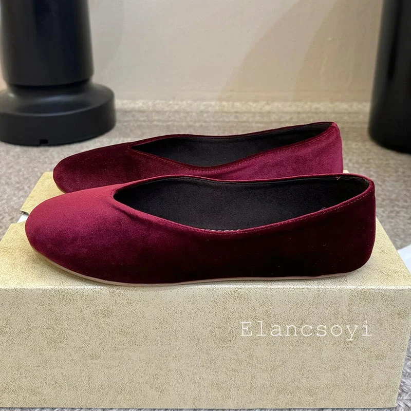 Flat shoes women's solid color velvet loafers lightweight and comfortable vacation leisure walking shoes office commuting shoes