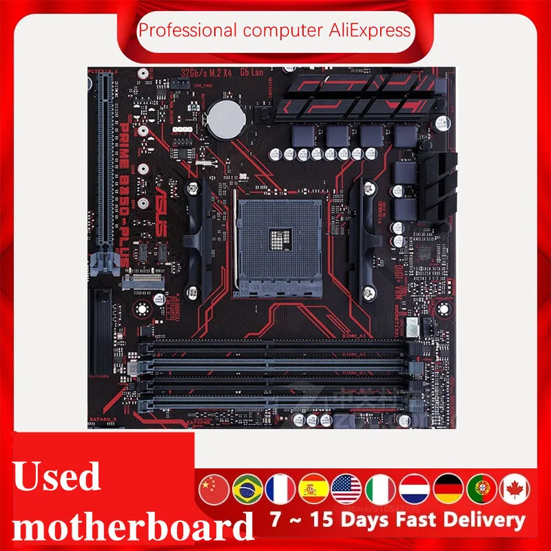 Imagem -06 - para Asus Prime B350-plus Placa-mãe Soquete Am4 Ddr4 para Amd B350m B350 Original Desktop Mainboard Sata Iii Usado Mainboard