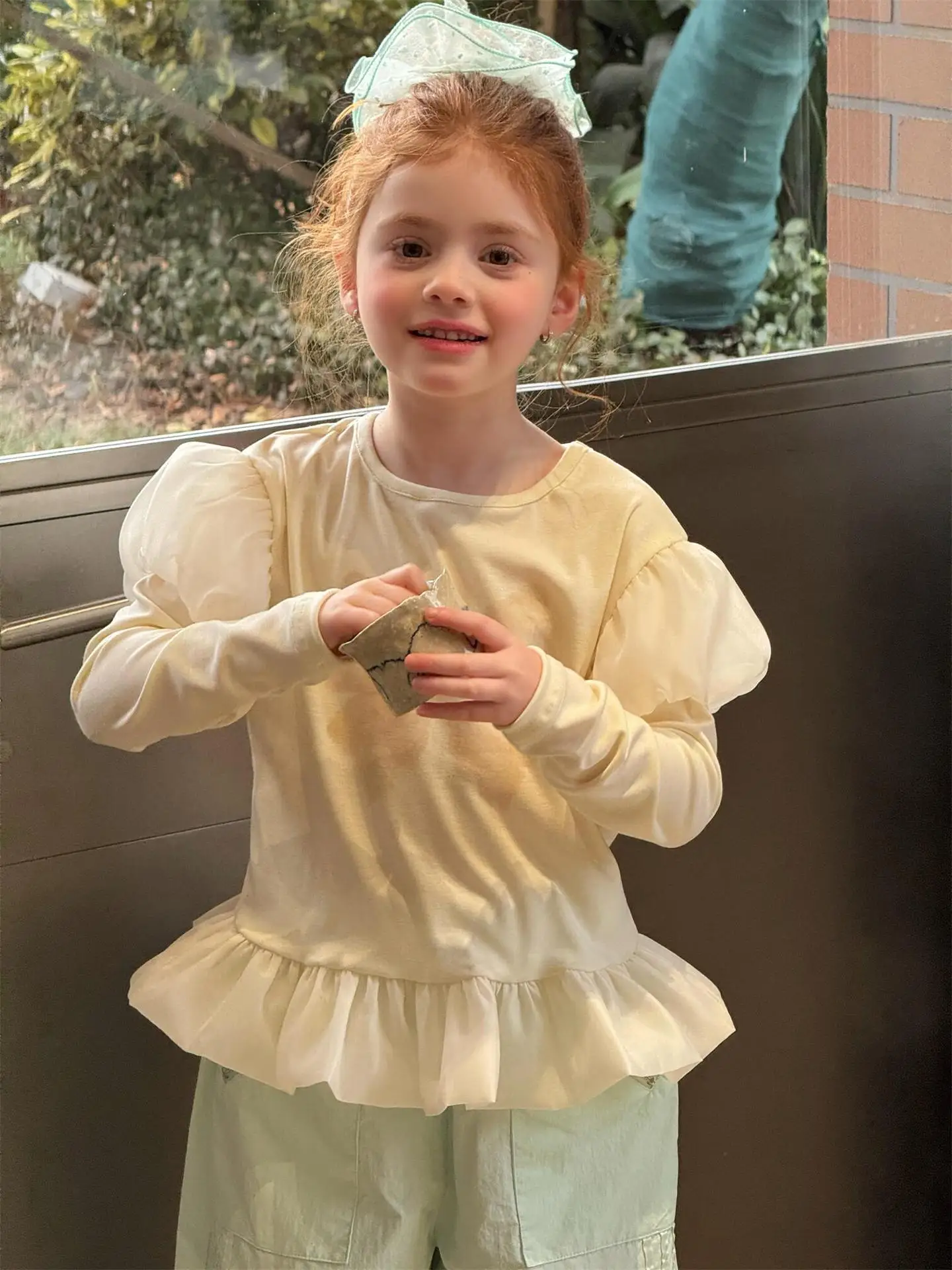 

Children Clothing Kids Sweet T Shirt Spring 2026 New Korean Style Bow-printed Cute Puffed Sleeve Fashionable Top for Girls