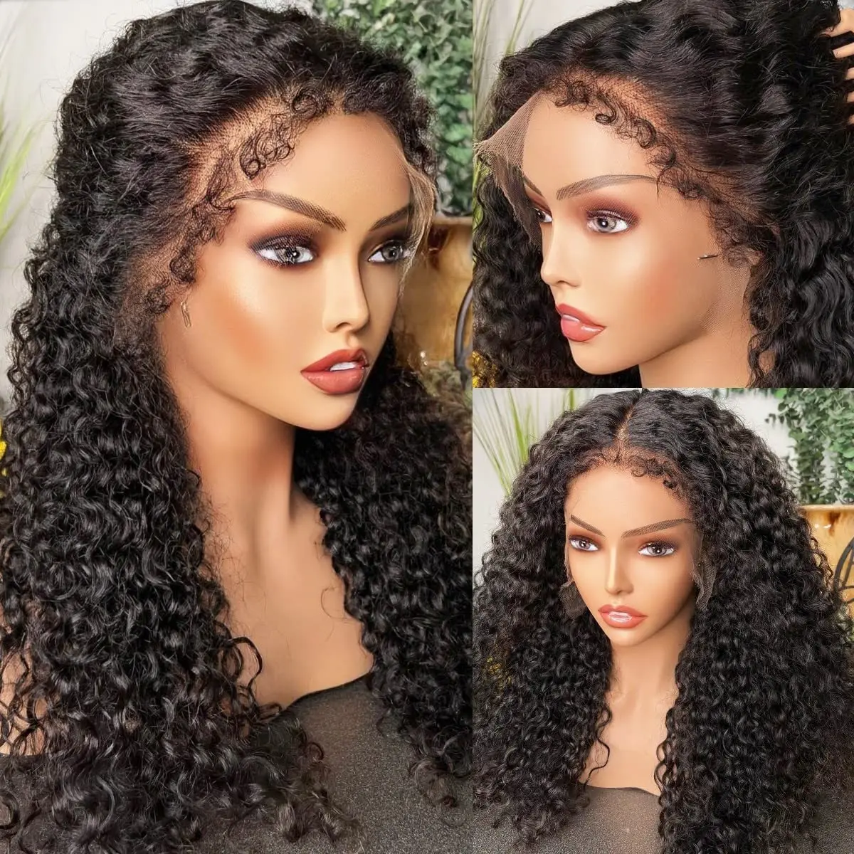 

180% Density 4C Kinky Edges Hairline 13X4 Lace Front Wigs Human Hair Water Wave Remy Hair Swiss Transparent Lace Frontal Wig