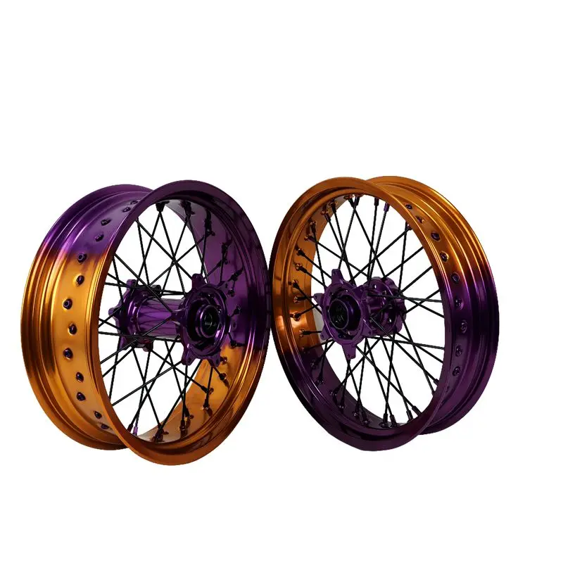 

EXC SXF 17 Supermoto Wheels Set 17*3.0 & 17*5.0 Aluminum Alloy Anodized Two Color Motorcycle Rims