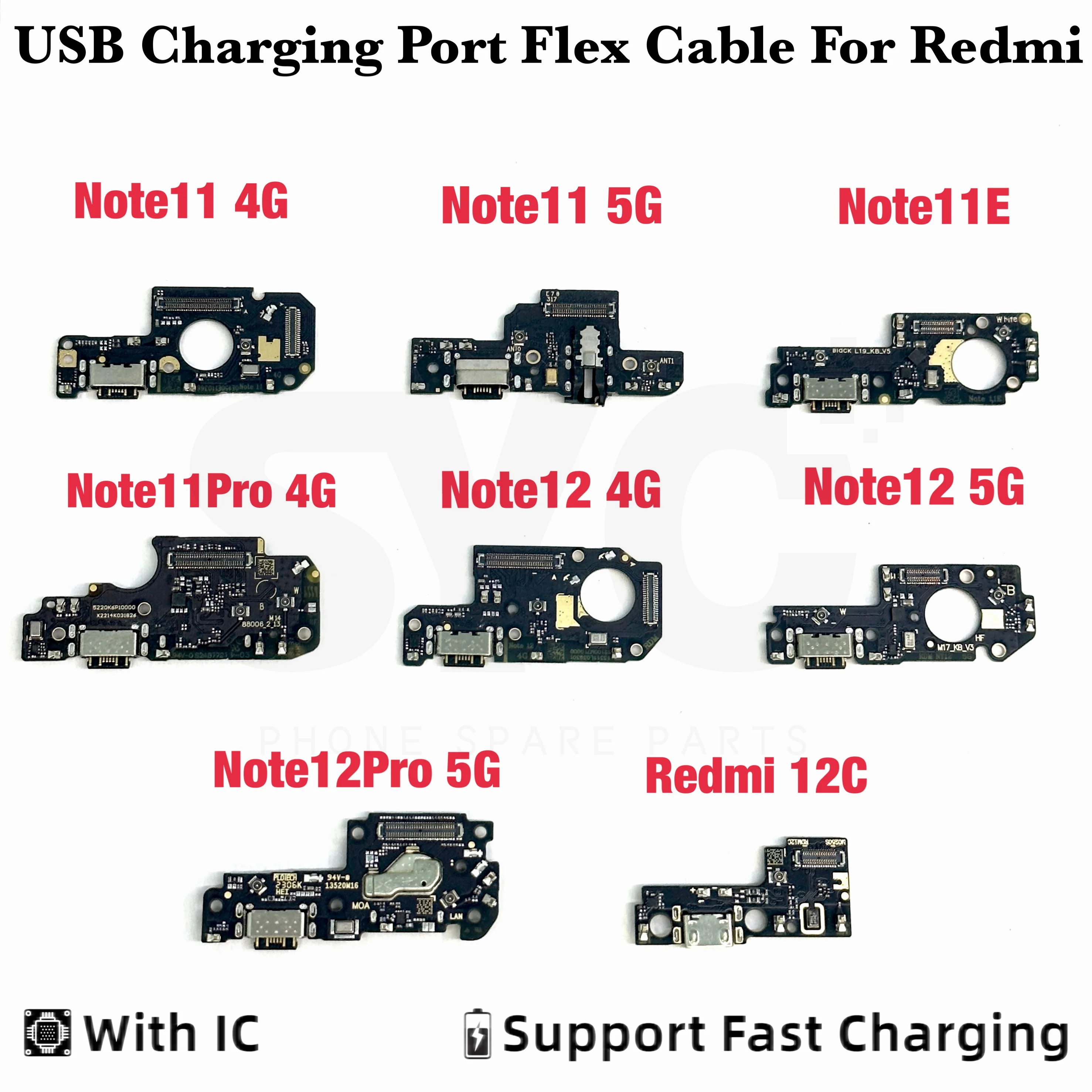 SYC OEM USB Charging Board Port Dock Charger Plug Connector Flex Cable For Xiaomi Redmi Note 11 11E 12 Pro 4G 5G With Micro