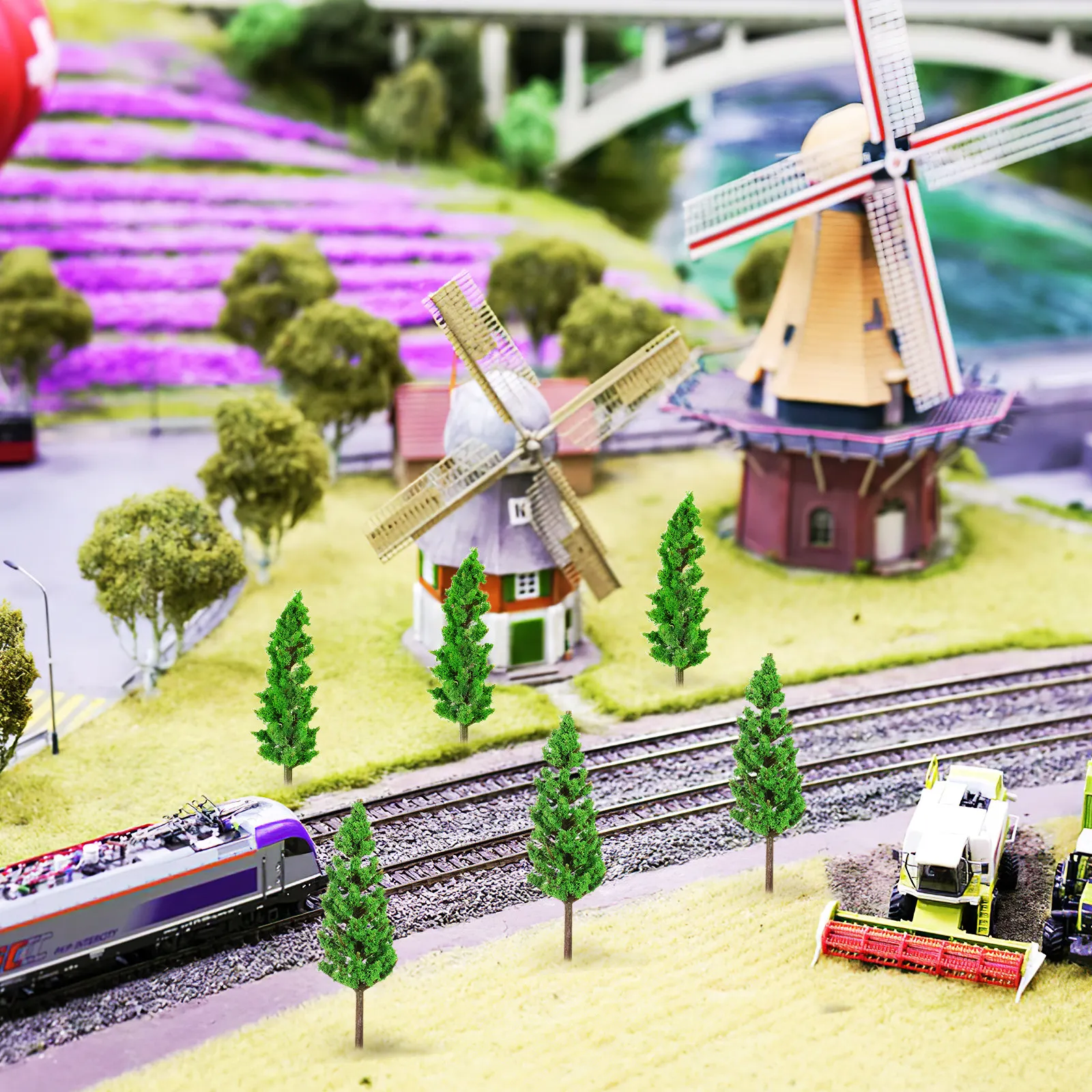 40Pcs Miniature Mixed Trees Plastic Tiny Craft Greenery for Architectural Landscaping DIY Micro Scenery Train Layout Decoration