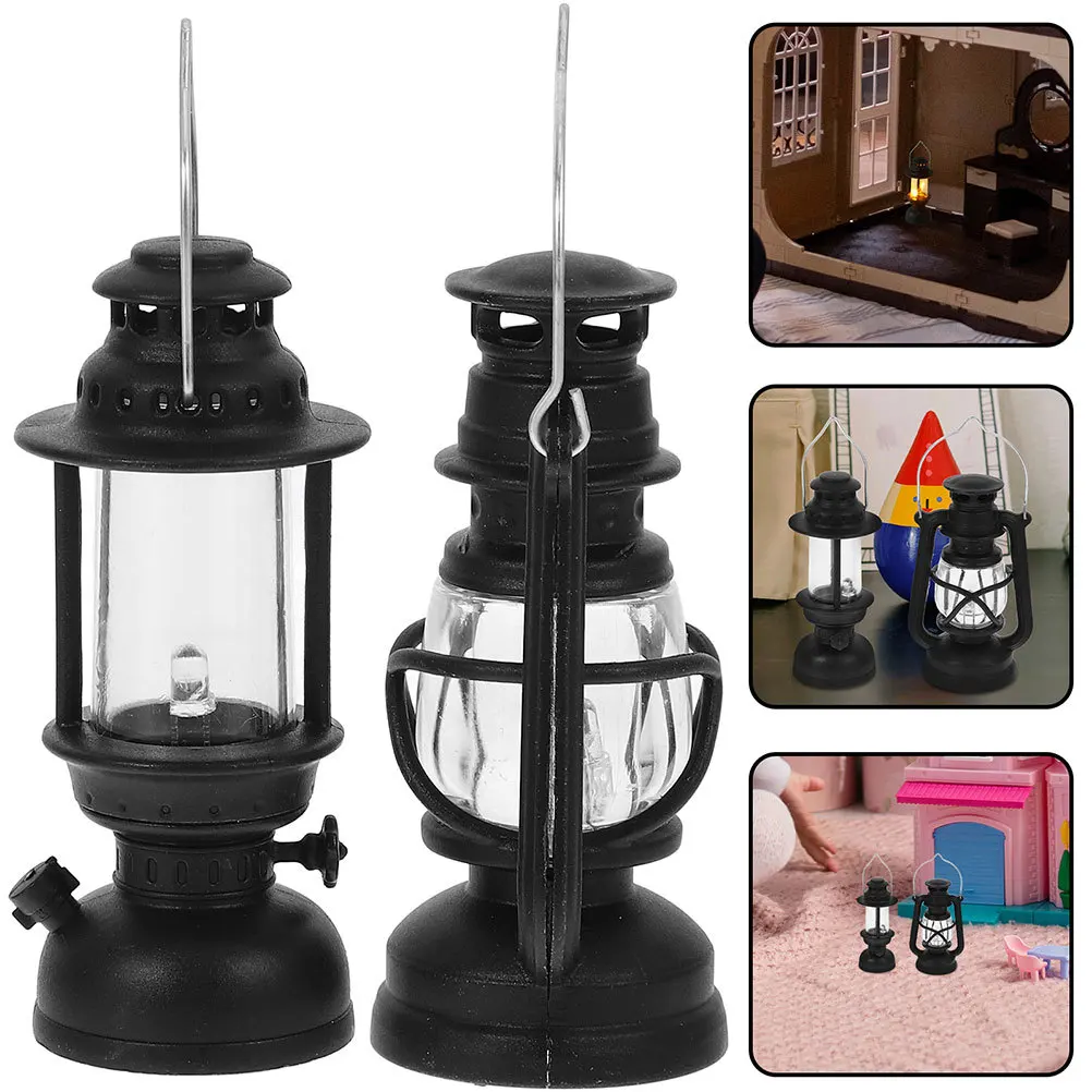4 pçs lâmpadas em miniatura micro paisagem decoração iluminação realista para casa de bonecas cena pequena casa ornamento retro mini lâmpada
