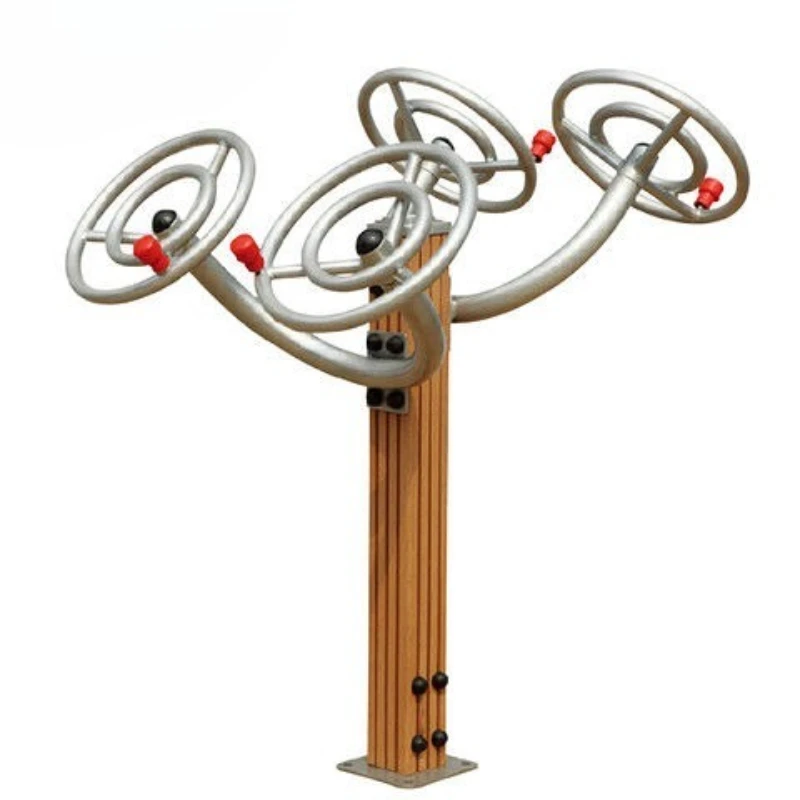 Outdoor plastic wood double tai chi push hand shoulder joint exercise outdoor fitness equipment tai chi kneading pusher