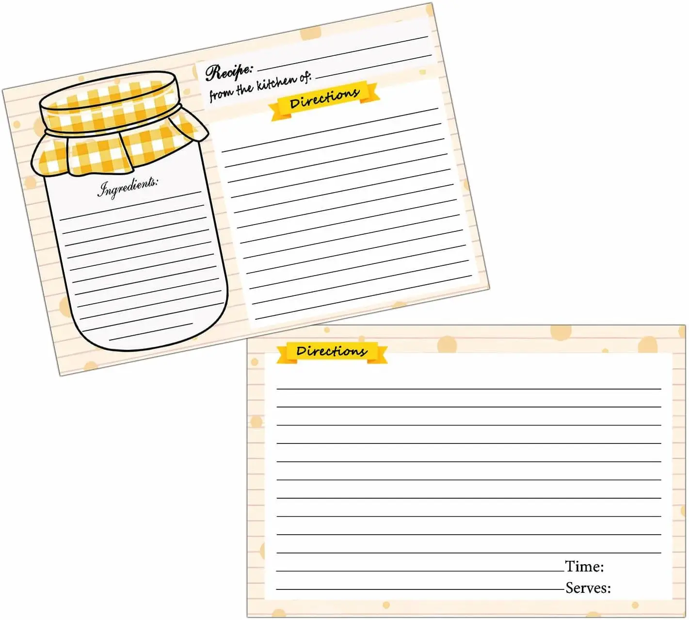 

Карты с рецептами Mason Jar, 4 × 6 дюймов, двусторонние открытки для свадьбы, свадебного душа, фермерского дома