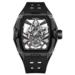 Men's Unique Personality Watch 21Jewell JAPAN MOVT Mechanical Black Luminous dial Skeleton Design Easy to Read Creative Watches