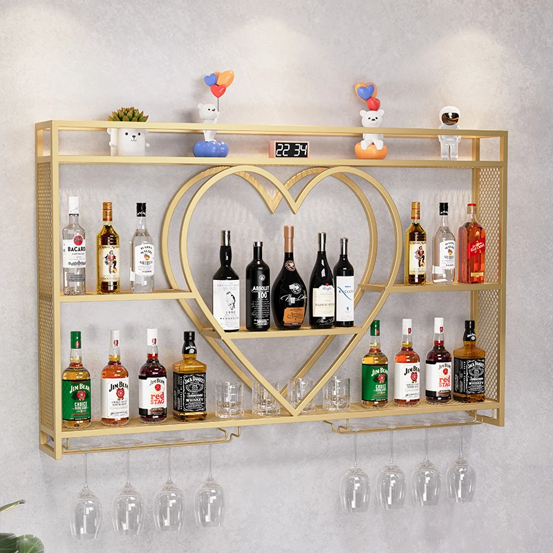 Bar love wine rack wine display rack wall-mounted wine cabinet shelf bar living room dining room decoration wall.