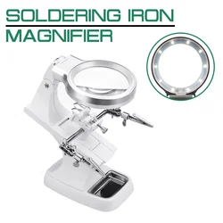 Magnifying Glass Rotatable Soldering Iron Station Stand Welding Clip Clamp 3Hand Helping Desktop Magnifier Soldering Repair Tool