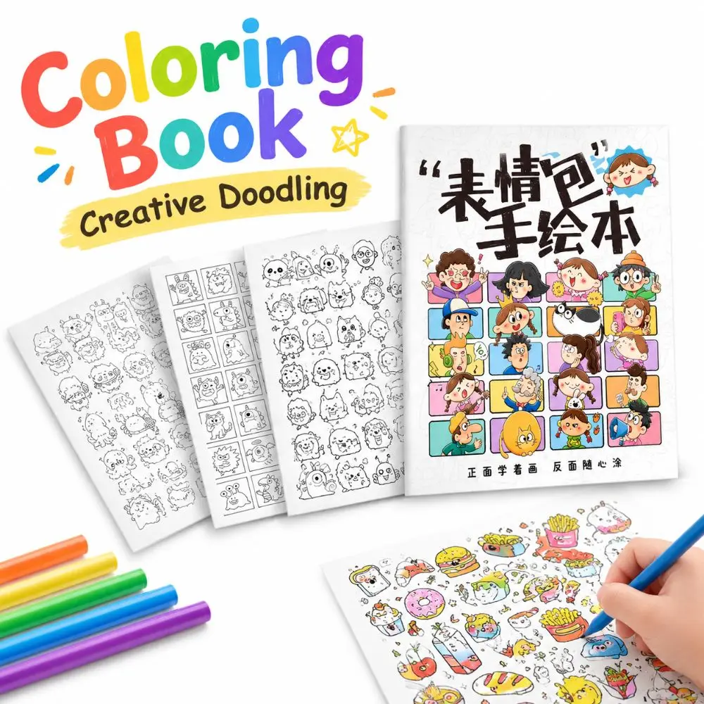 Cute Cartoon Doodle Workbook Creative Doodling Line Art Sketch Tracing Book Pen Control Training Stress Relief