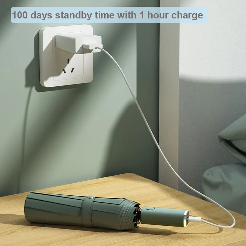 Niebieski parasol na noc wzmocniony zagęszczony słoneczny parasol przeciwdeszczowy światła automatyczny termokurczliwy czarny składany bardzo duża parasolowy