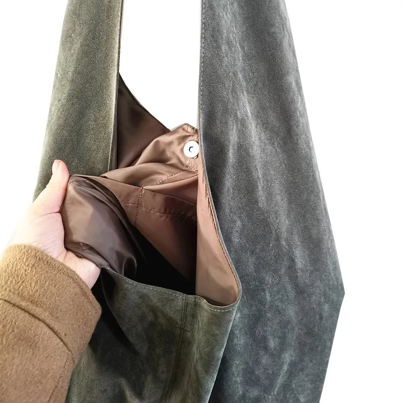 Original Handmade Crossbody Bag, Navy-gray Velvet Bag, Single-shoulder Bag, Artistic Retro Dumpling-shaped Bag, Bicycle Bag