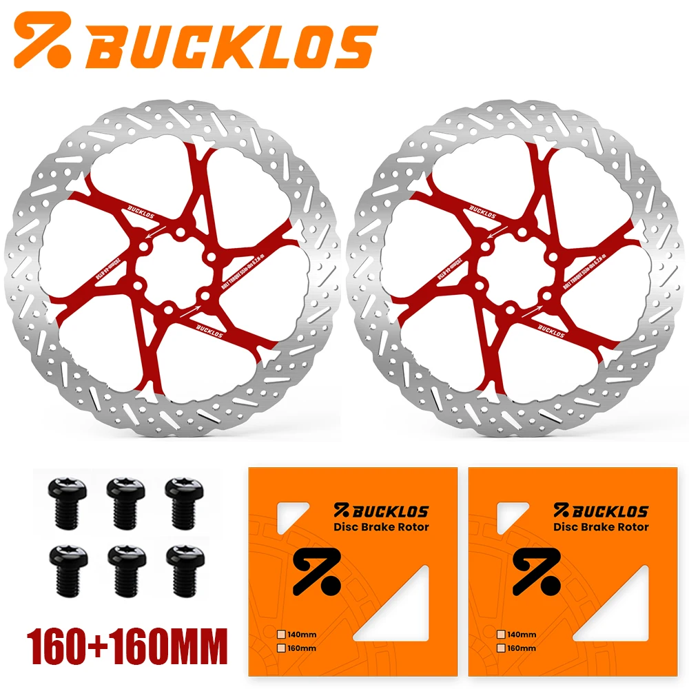 BUCKLOS 2 Stück Fahrrad-Bremsscheiben 160mm 140mm 180mm 203mm Bremsscheiben mit Wärmeableitung Hydraulische Scheibenbremsen Rotor