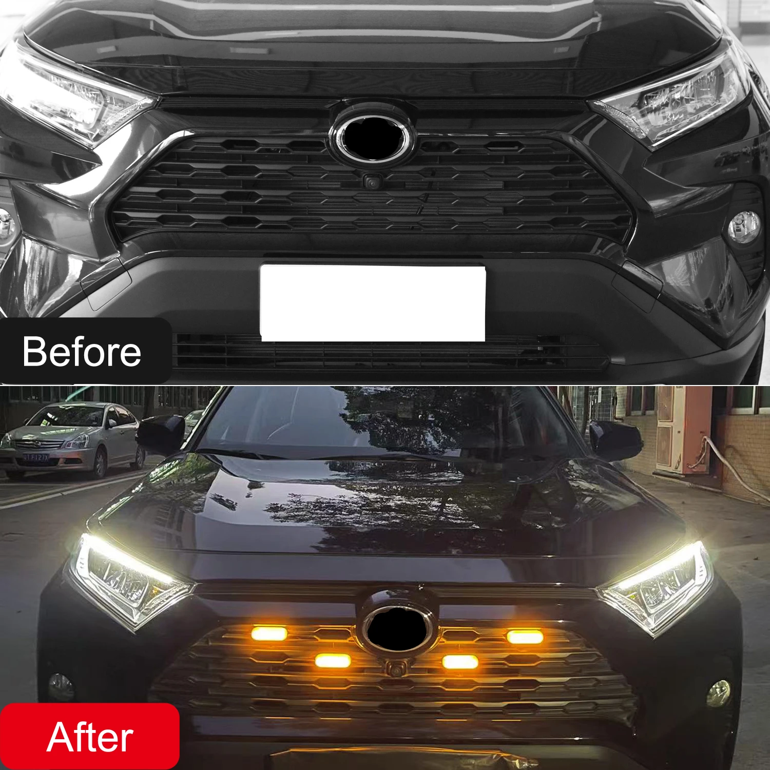 Car Accessories for Toyota RAV4 XA50 2019 2020 2021 2022 Front Grille LED Lamps Amber Lights