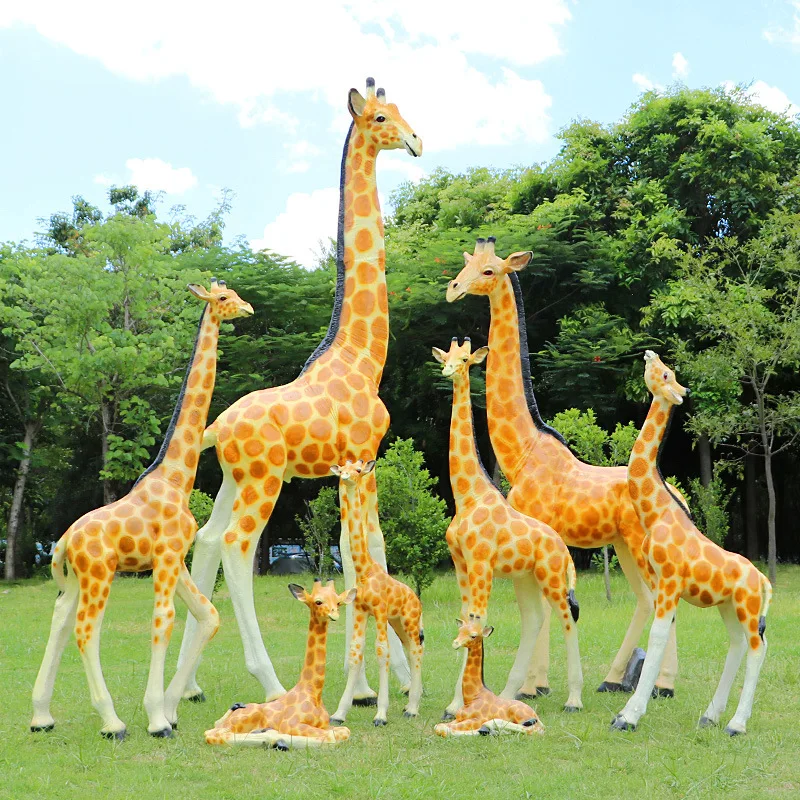 %*f Fiberglass Artificial Art Deco Freestanding Giraffe Sculpture Natural Finish Outdoor Garden Landscape Lawn Kindergarten