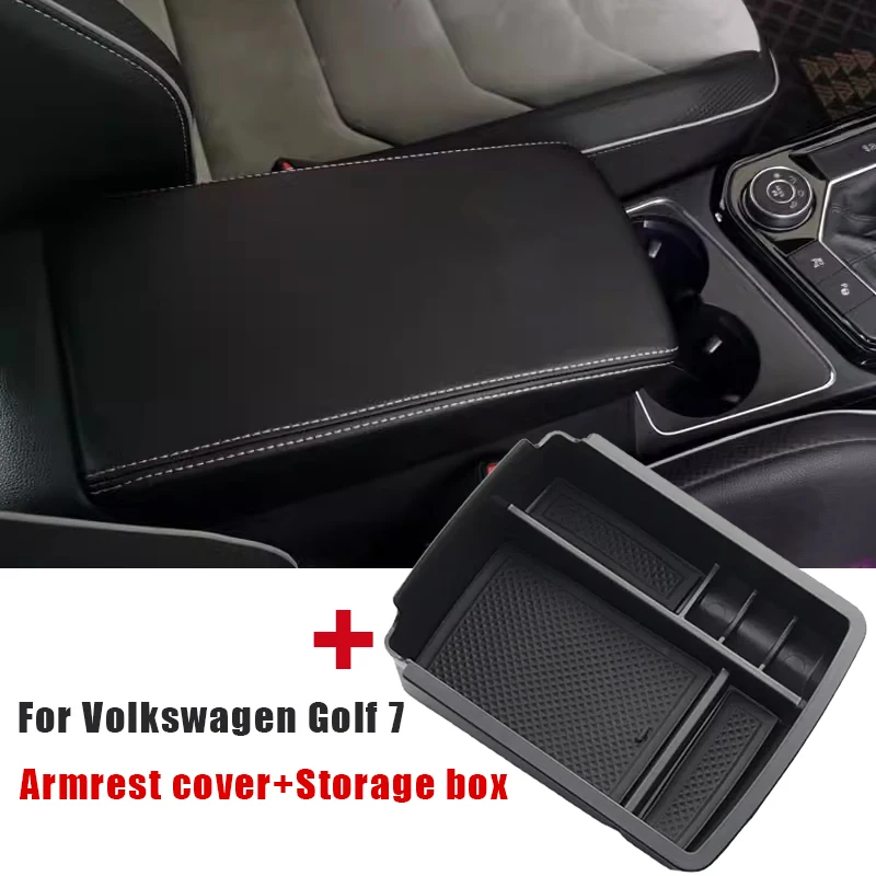 

For 14-20 Volkswagen Golf 7 Car Storage Box Leather Central Control Armrest Cover Anti Dirt and Waterproof Auto Interior Parts