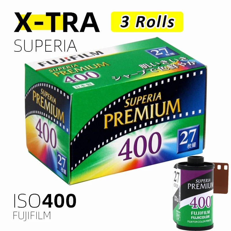 1/2/3 Roll Fujifilm Superia Premium X-TRA 400 Color 35mm Film 27 Exposure for 135 Format Camera - تاريخ انتهاء الصلاحية: 2025