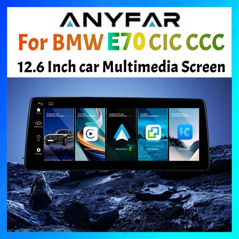 12.6 inch Ultra Wide Linux Screen Upgrade for BMW E70 5 Series 2008-2009 CCC 2010-2013 CIC Plug and Play Supports Factory iDrive