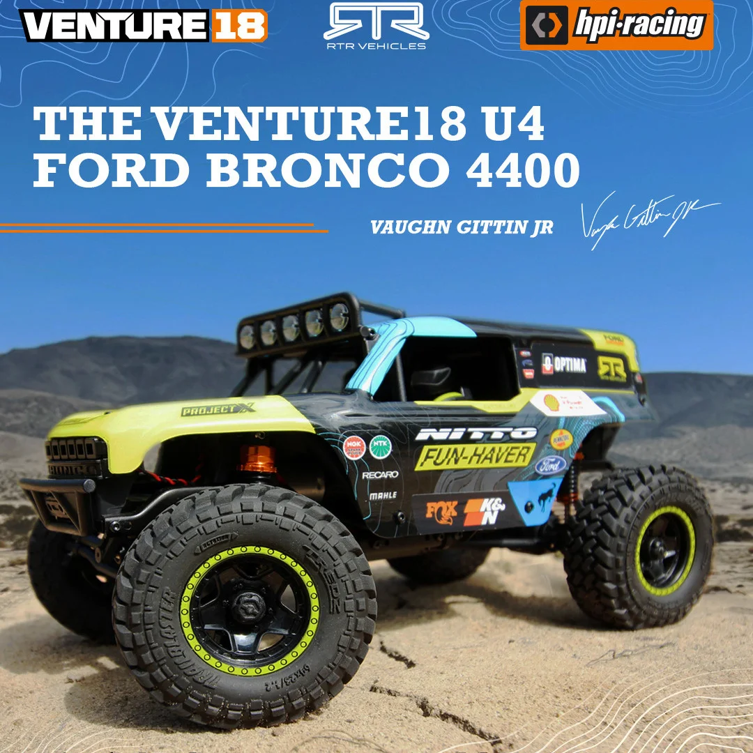 

Радиоуправляемый автомобиль HPI Venture, масштаб 1:18, реплика U4 Ford Bronco 4400 4WD, матовый электрический внедорожный гусеничный автомобиль - отличный подарок для детей и взрослых