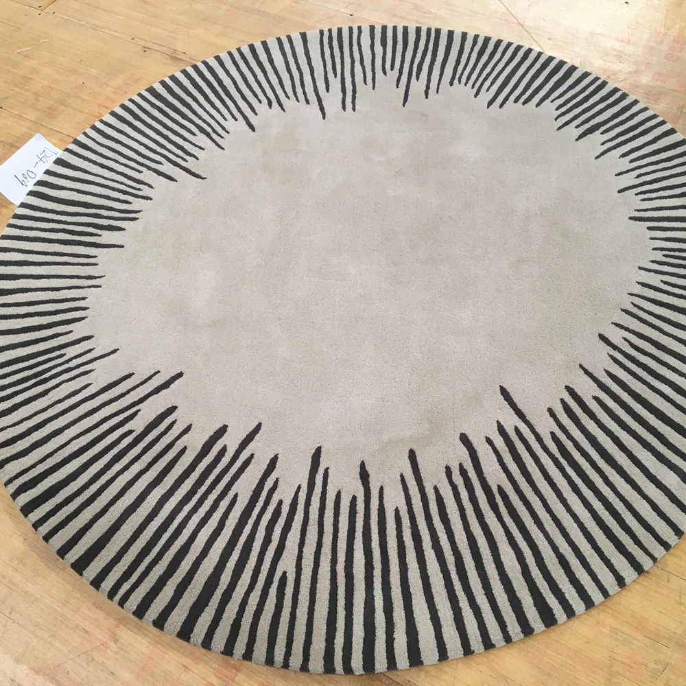 Custom Round Handmade Logo Rug Wholesale Modern Design Tufted Personalized Polyester Carpet Home Office