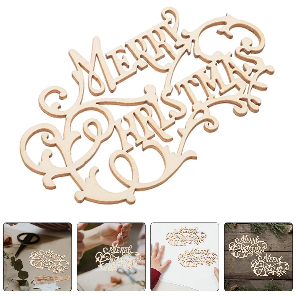 10Pcs DIY Blank Wood Christmas Decorations Unpainted Wooden Slices for Handmade Painting Crafts Holiday Tree Porch Window