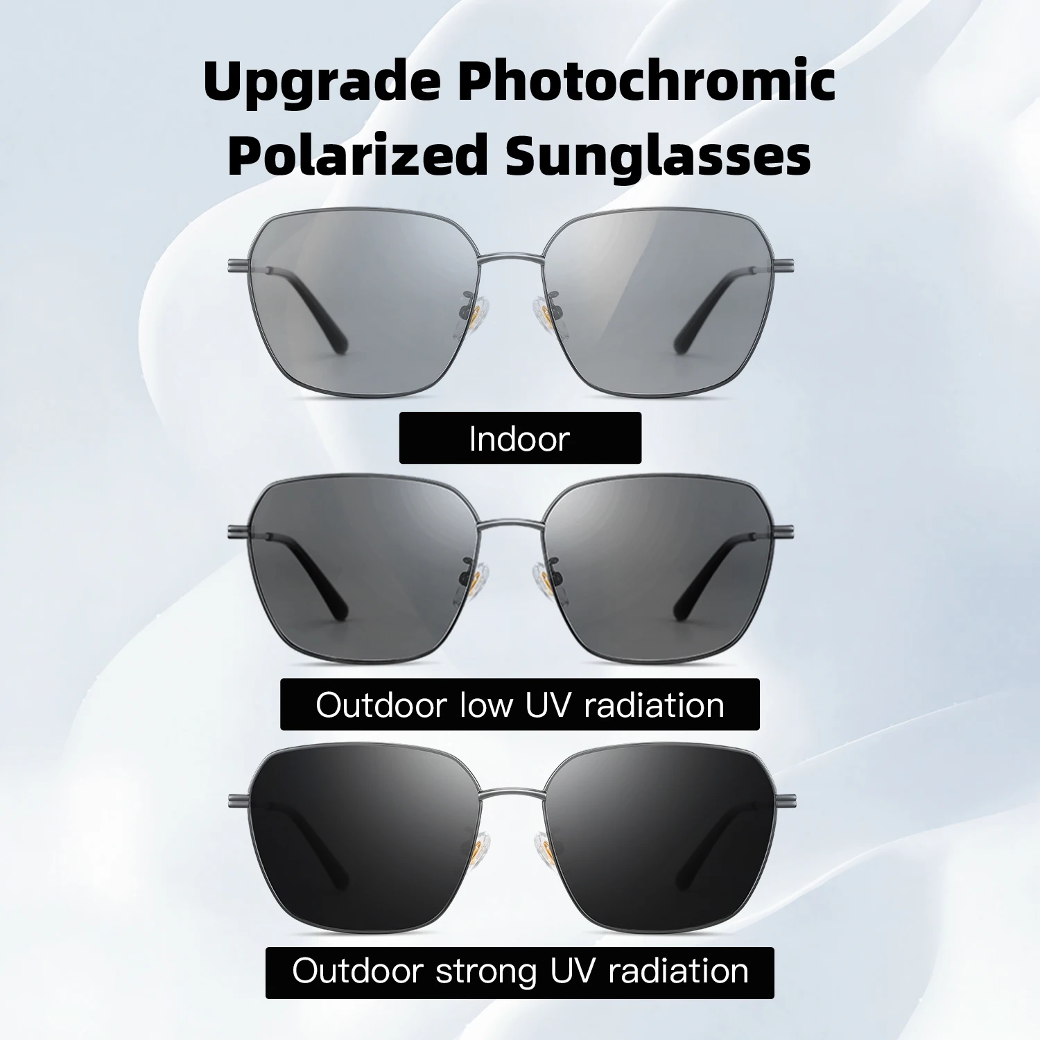 CAPONI Sunglass men Polarized Photochromic Square Trendy Black Lenses Shade Driving Sunglasses UV400 Protection Designer BS21020