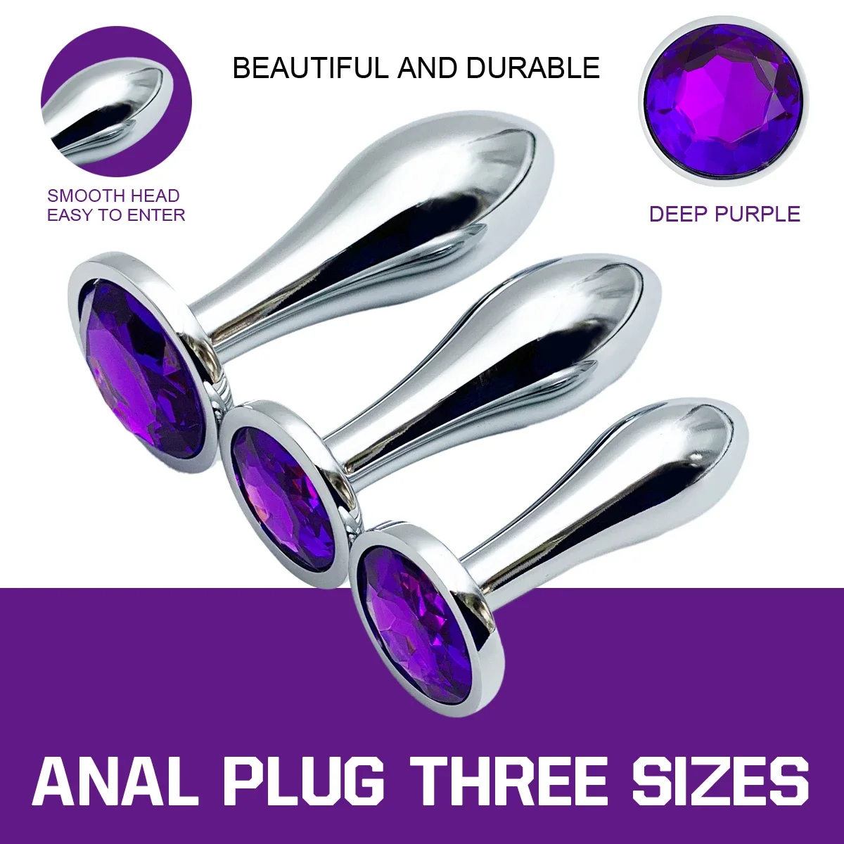 Metal Drop Anal Plug For Women Stainless Steel Three Sizes Jewel Base Butt Plug G-point Massage Adult Sex Toys Male/Famale Gay
