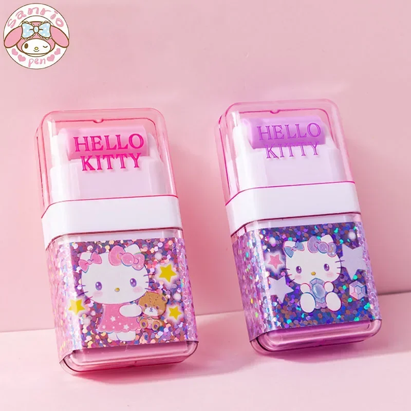 Imagem -04 - Nova Borracha de Rolo Sanrio Hello Kitty 12 24 Peças Kawaii Estudantes Papelaria dos Desenhos Animados Bonito Crianças Borracha Escola Material de Escritório