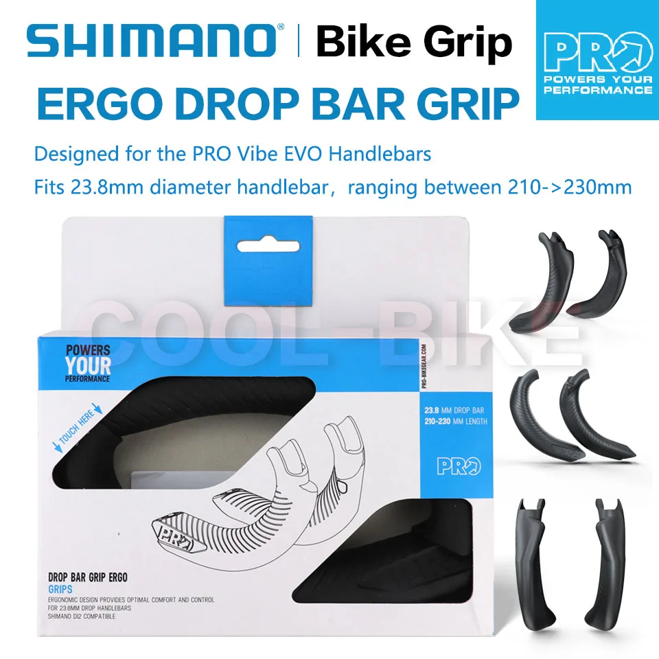 

Shimano Pro ERGO DROP BAR GRIP for use with the PRO Vibe EVO Handlebar Fits 23.8mm diameter handlebars