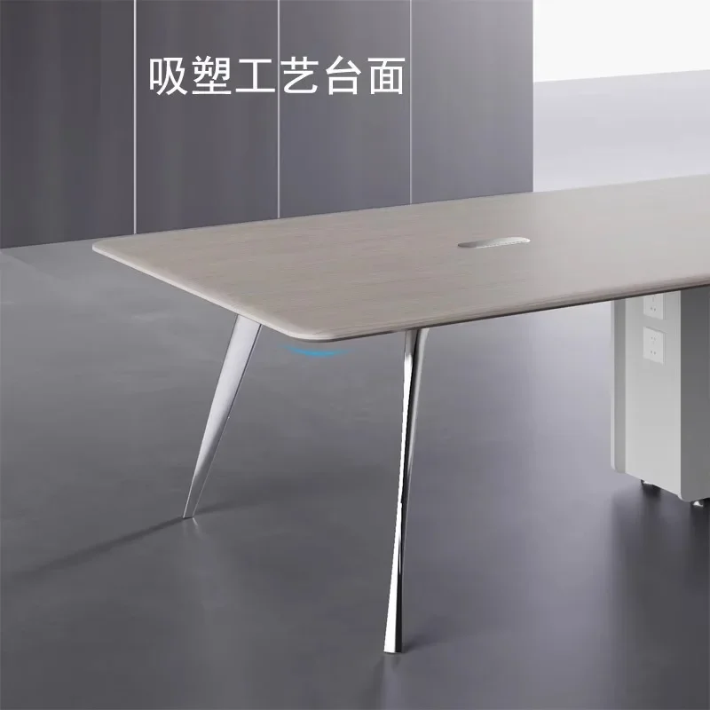 Light luxury modern minimalist long conference table aluminum alloy table frame high-end negotiation table