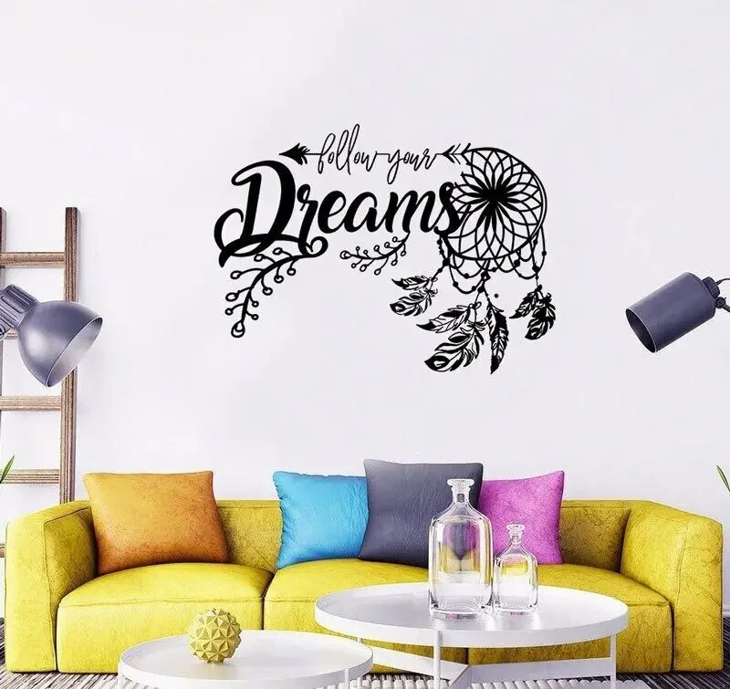 Vinyl Decals Dream Catcher Wall Stickers Amulet Feather Stickers Murals Home Bedroom Living Room Wall Decoration Art Decals Bm03