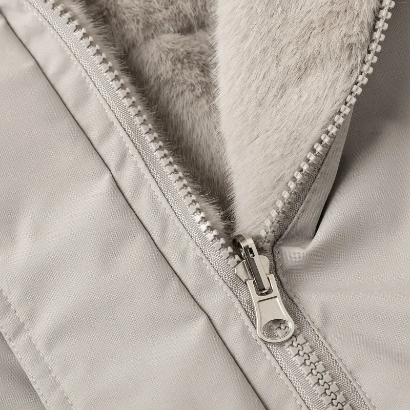 2026 New Double-sided Wear Parkas Women's Winter Fleece Cotton-padded Jacket X-long Overcoat Faux Mink Fur Thicken Hooded Coats