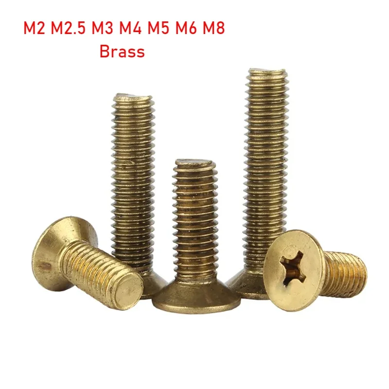 1-20szt Mosiężne śruby z łbem stożkowym Phillips Śruby z łbem płaskim M2 M2.5 M3 M4 M5 M6 M8