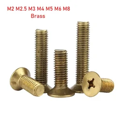 1-20pcs Brass Phillips Countersunk Head Screws Flat Head Screws M2 M2.5 M3 M4 M5 M6 M8