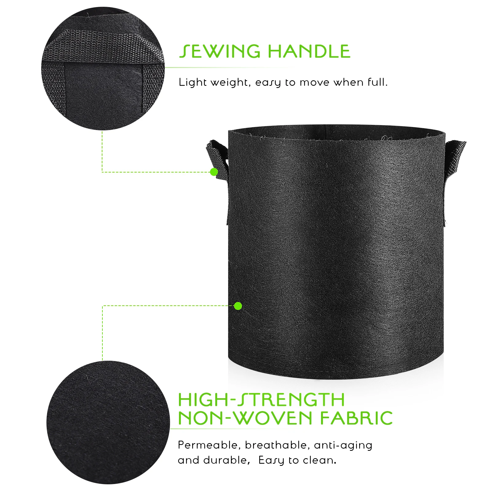 

12 Pcs 3 Gallon Grow Bags Plant Pots for Vegetables Fruits Non Woven Thickened Firm Bottom Foldable Storage Black 20 5x20 5cm