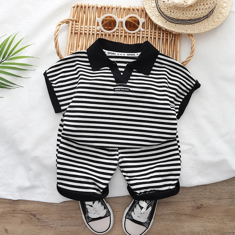 

Summer Baby Boys' Clothing Set Sportswear Activity Stripe Top T-shirt+Shorts Cotton Children's Clothing Baby Suit 0-4 Years Old