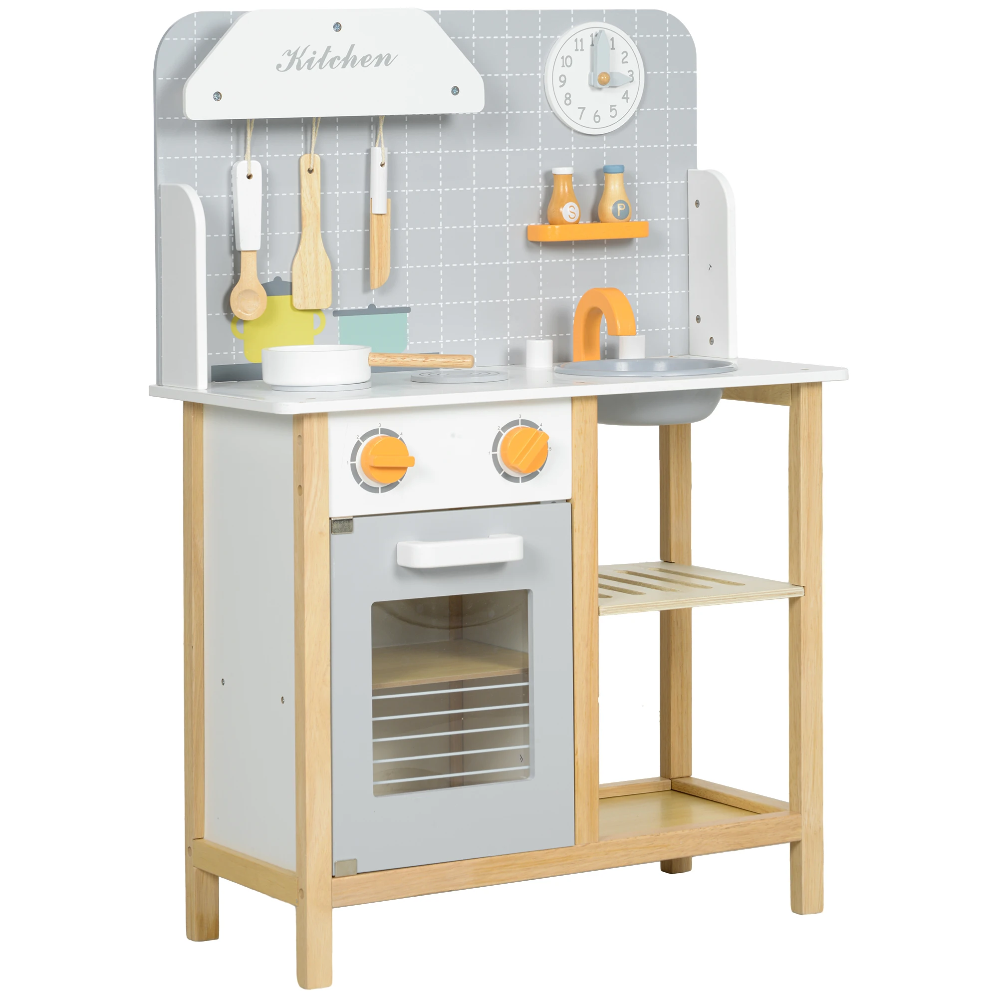 AIYAPLAY toy kitchen for children + 3 years with sound stove gray faucet