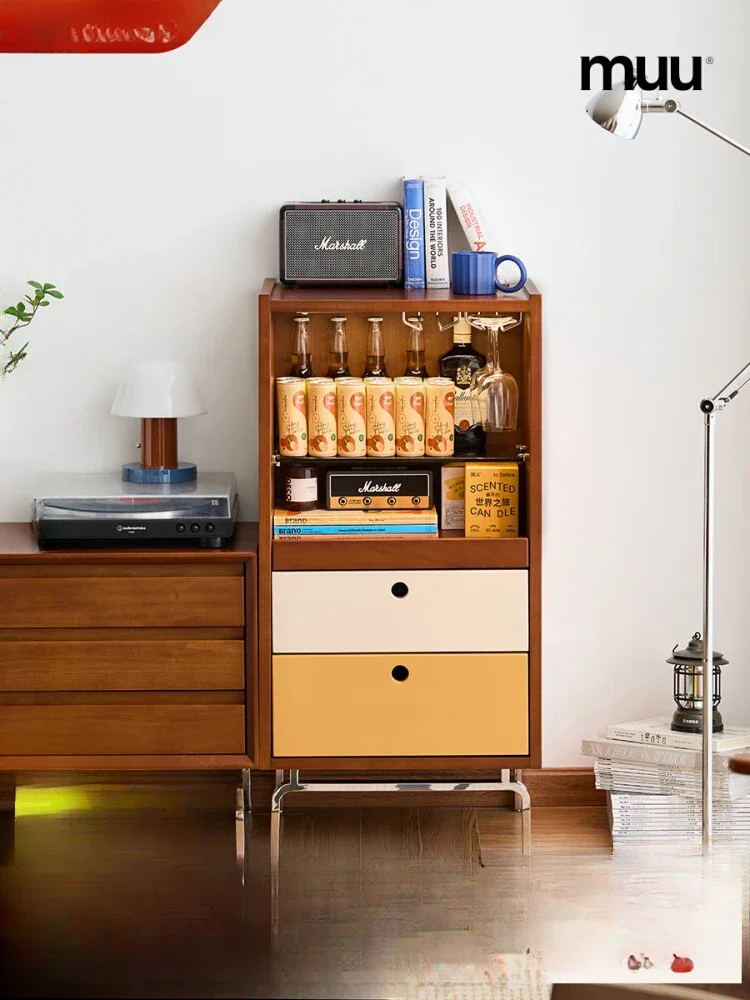 

Боковой шкаф в стиле ретро, соответствующий цвету, гостиная, ТВ, небольшая квартира, столовая, винный шкаф, настенный шкаф для хранения